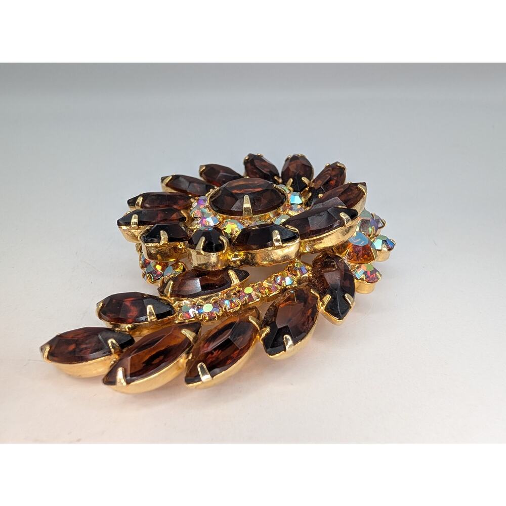 Verified D&E JULIANA (Ref #3778) Topaz and AB Paisley/Comet Brooch LIKE NEW - Picture 4 of 5